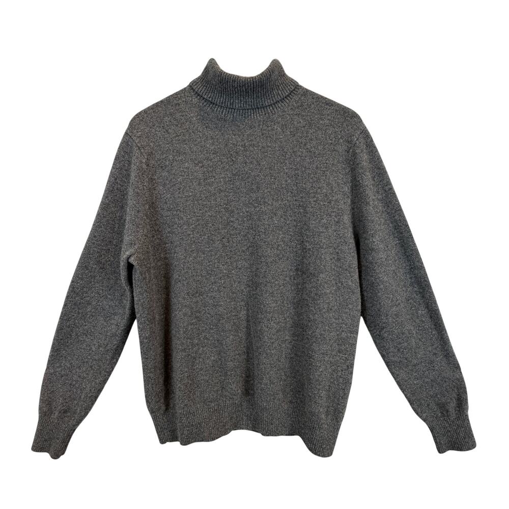 100% Cashmere Land's End Men's Medium Gray Turtleneck Sweater Size Med